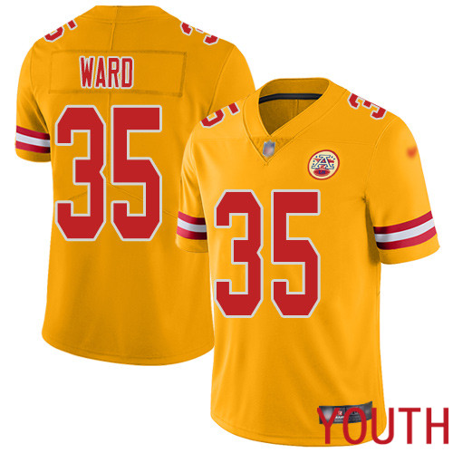 Youth Kansas City Chiefs #35 Ward Charvarius Limited Gold Inverted Legend Football Nike NFL Jersey